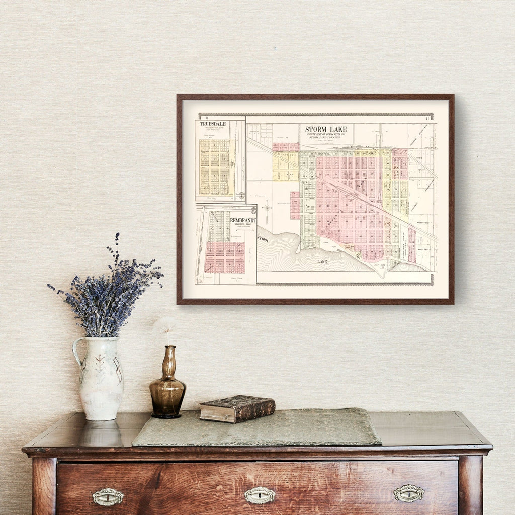 Vintage Map of Storm Lake, Iowa 1908