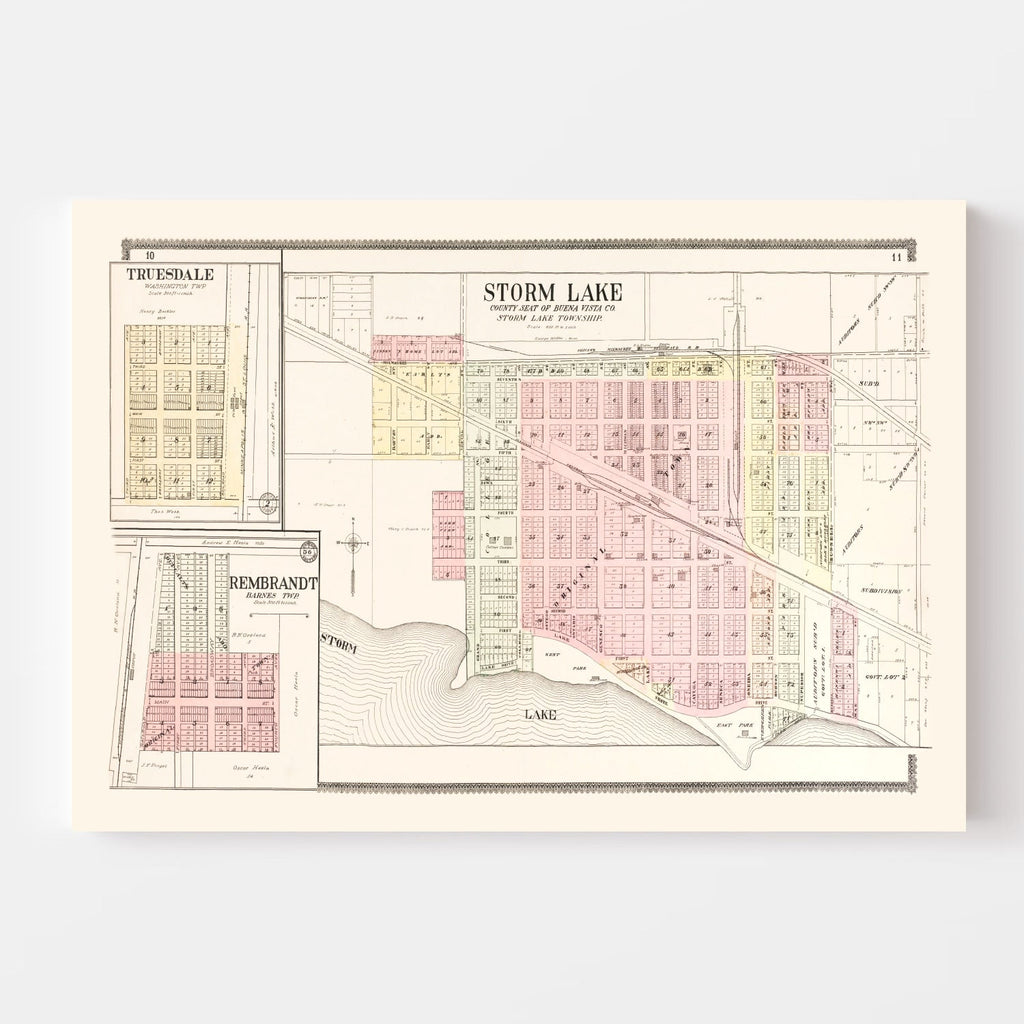 Vintage Map of Storm Lake, Iowa 1908