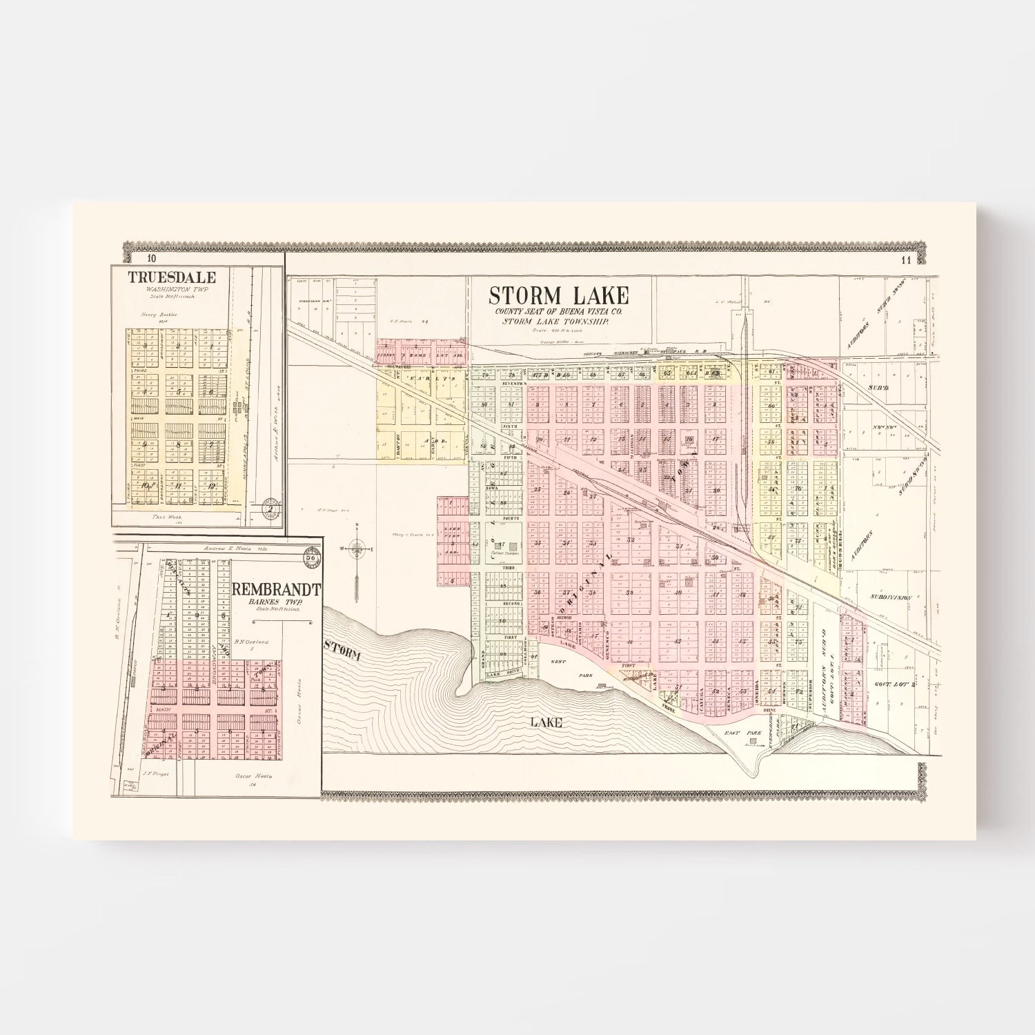 Vintage Map of Storm Lake, Iowa 1908