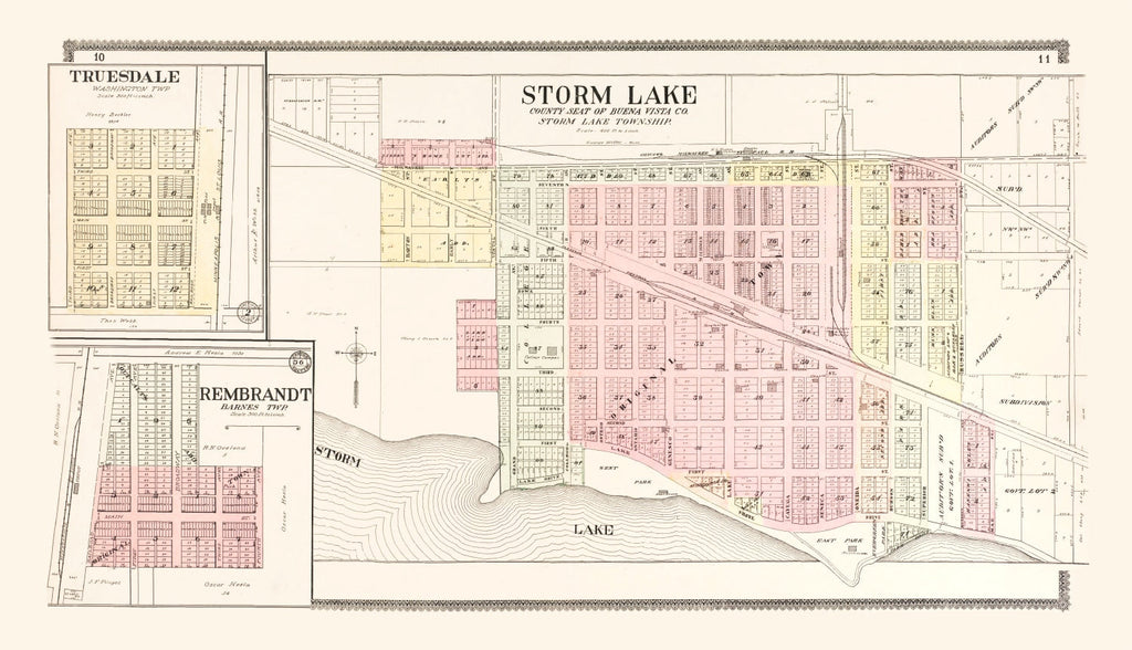Vintage Map of Storm Lake, Iowa 1908