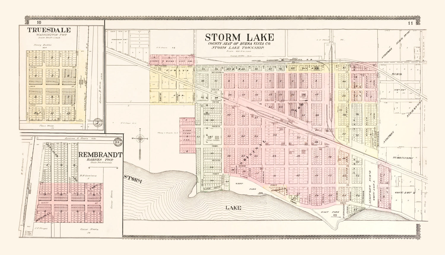 Vintage Map of Storm Lake, Iowa 1908