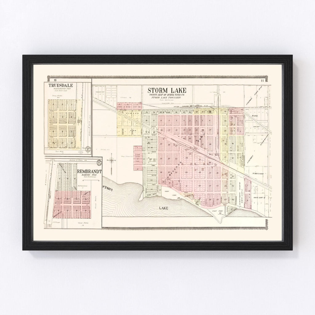 Vintage Map of Storm Lake, Iowa 1908