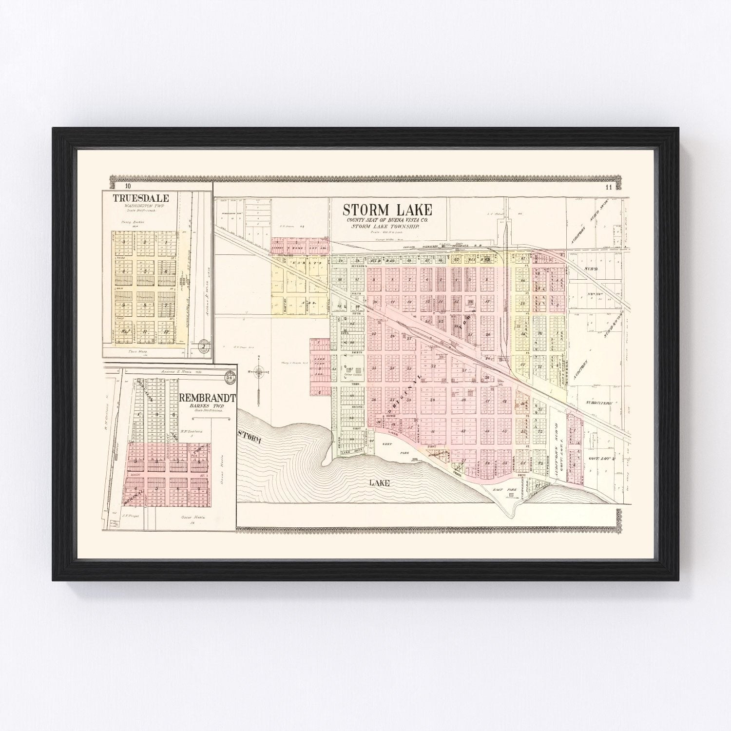 Vintage Map of Storm Lake, Iowa 1908