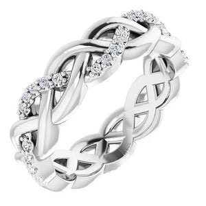 14K White 1/6 CTW Natural Diamond Eternity Band Size 4.5