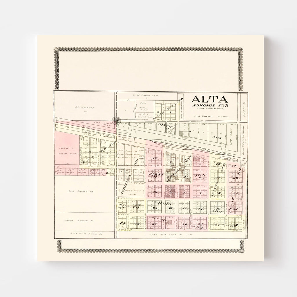 Vintage Map of Alta, Iowa 1908