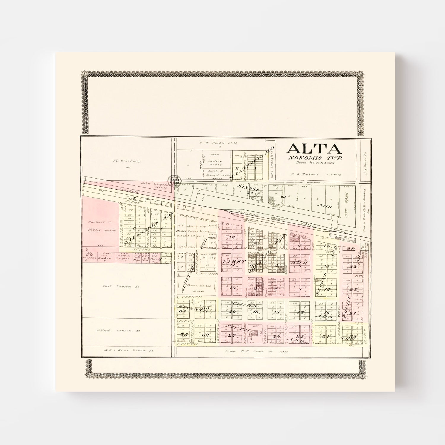 Vintage Map of Alta, Iowa 1908