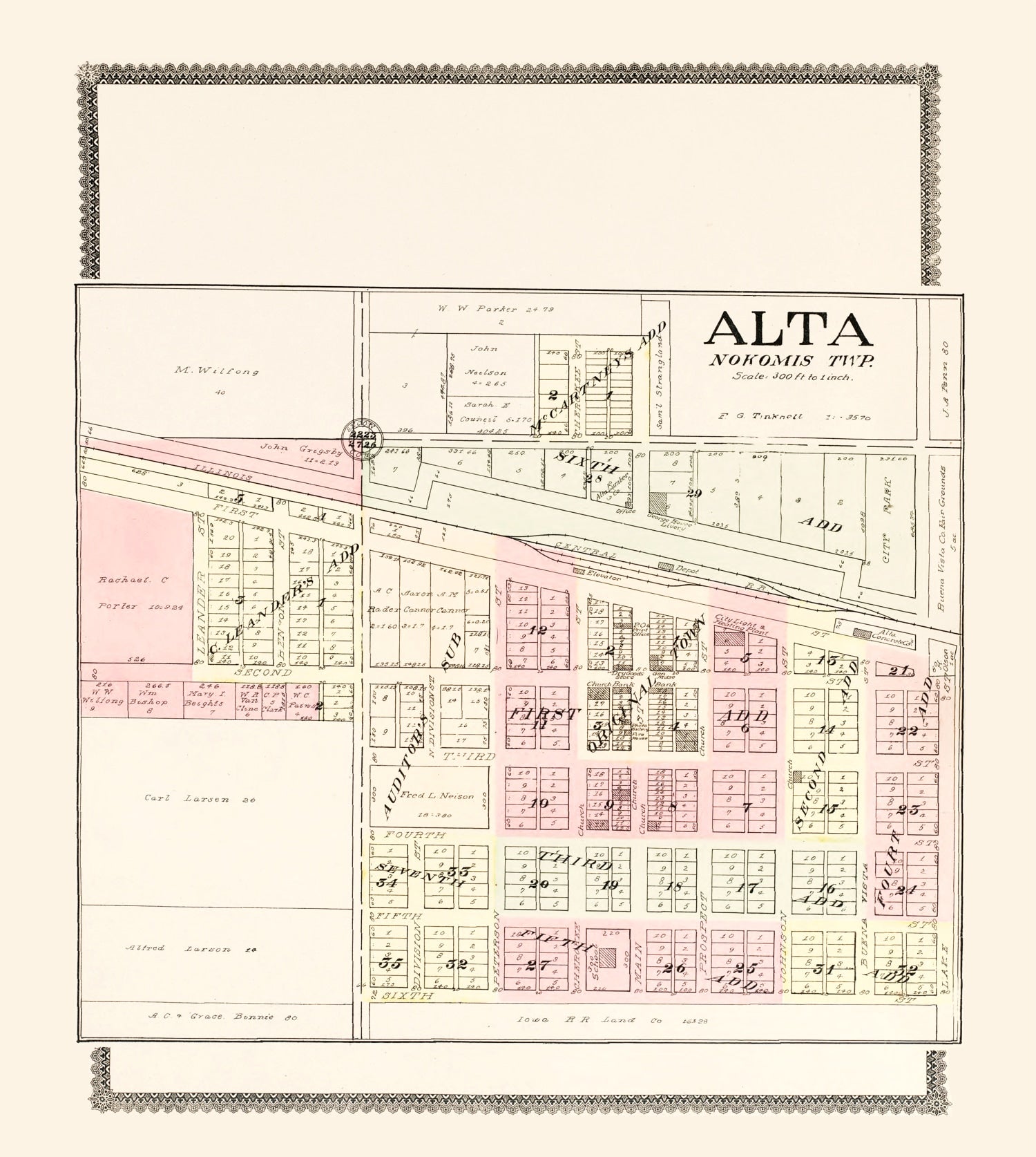 Vintage Map of Alta, Iowa 1908