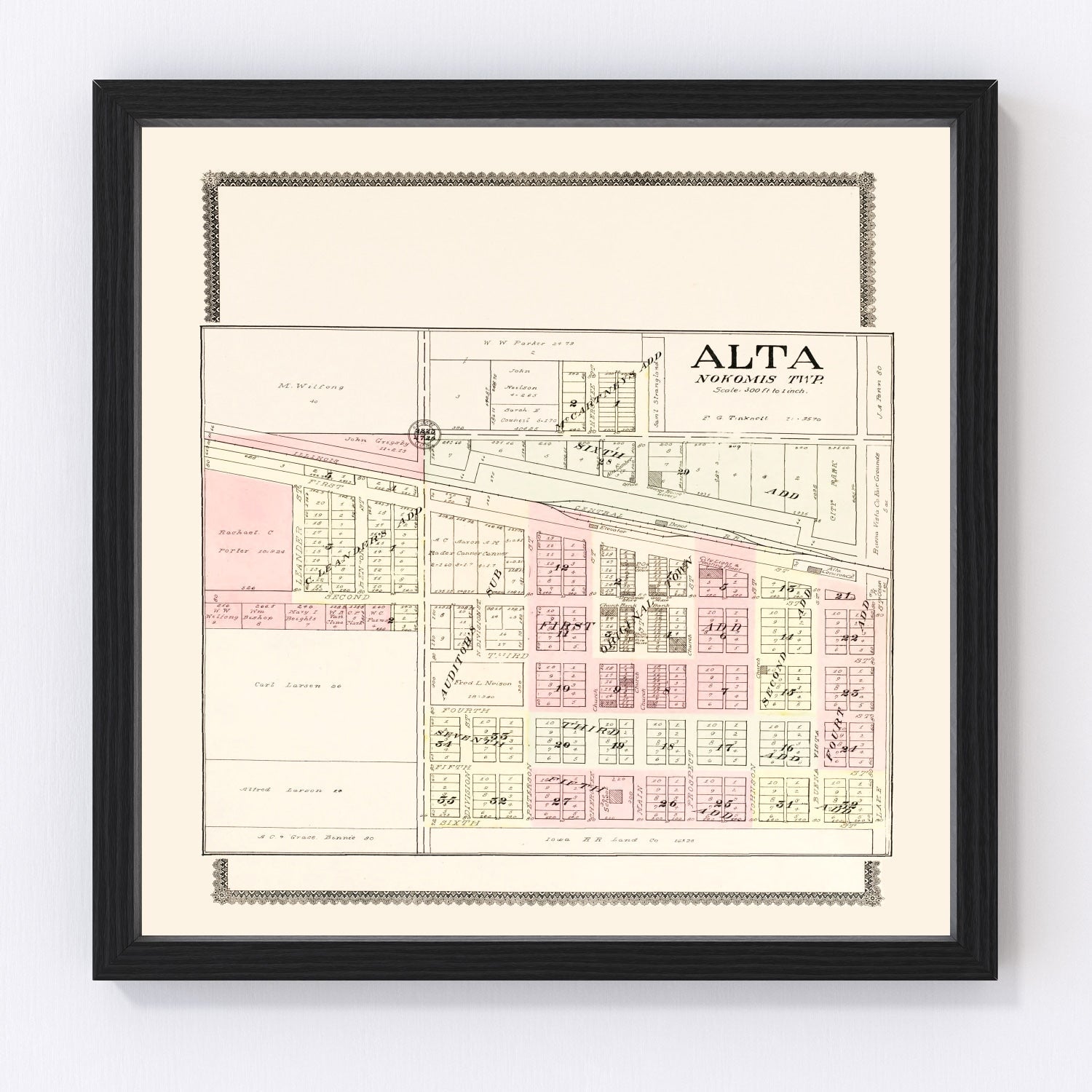 Vintage Map of Alta, Iowa 1908