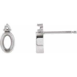 Platinum 6x4 mm Oval Accented Earring Mounting