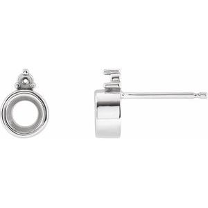 14K White Gold 5 mm Round Accented Earring Mounting