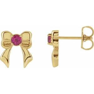 Sterling Silver Natural Pink Tourmaline Bow Stud Earrings – image 3