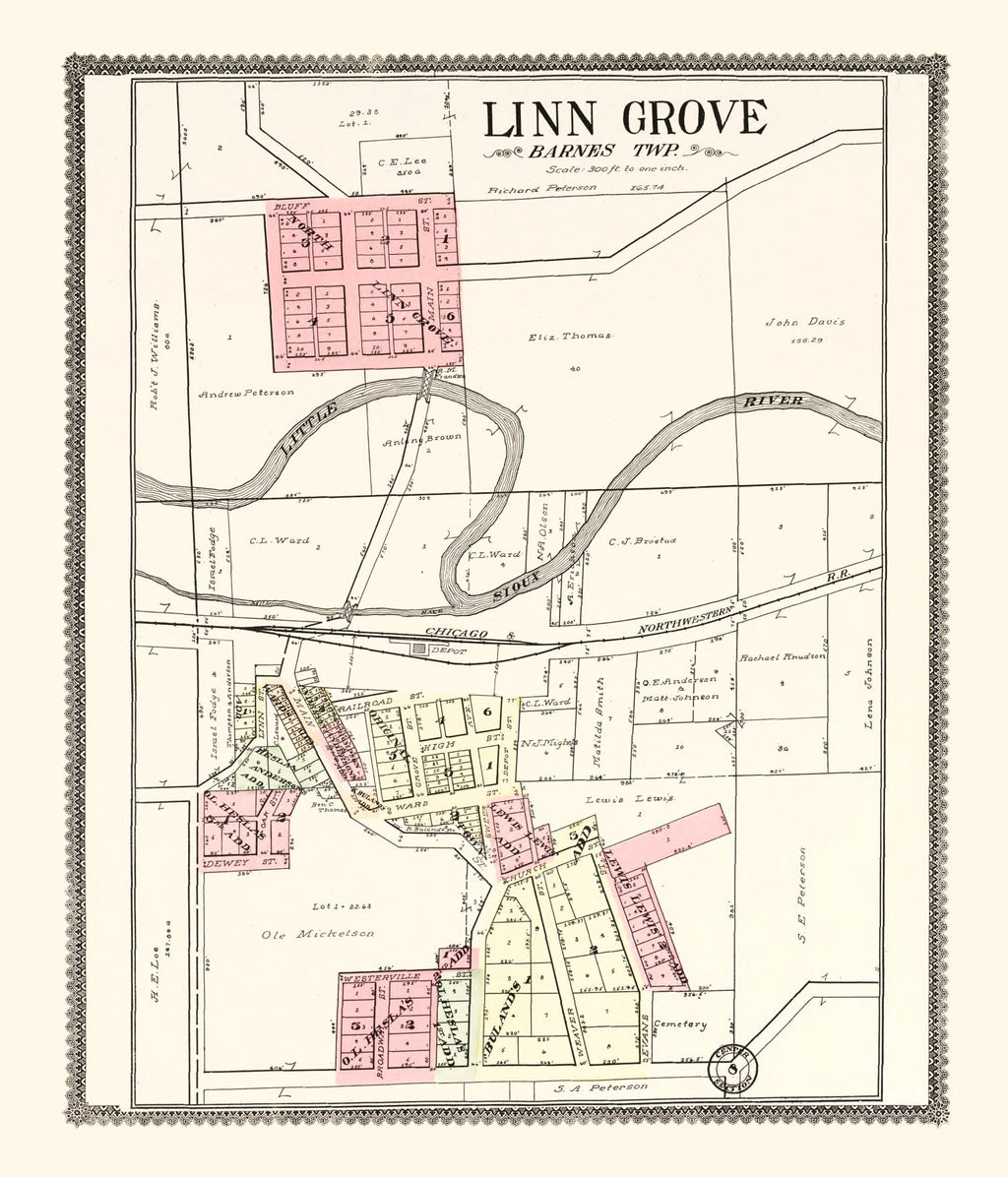 Vintage Map of Linn Grove, Iowa 1908