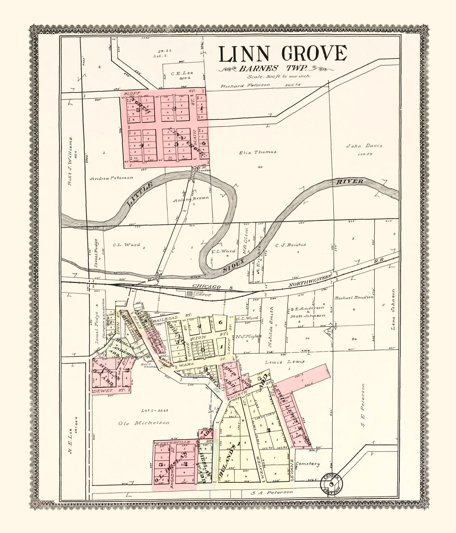 Vintage Map of Linn Grove, Iowa 1908