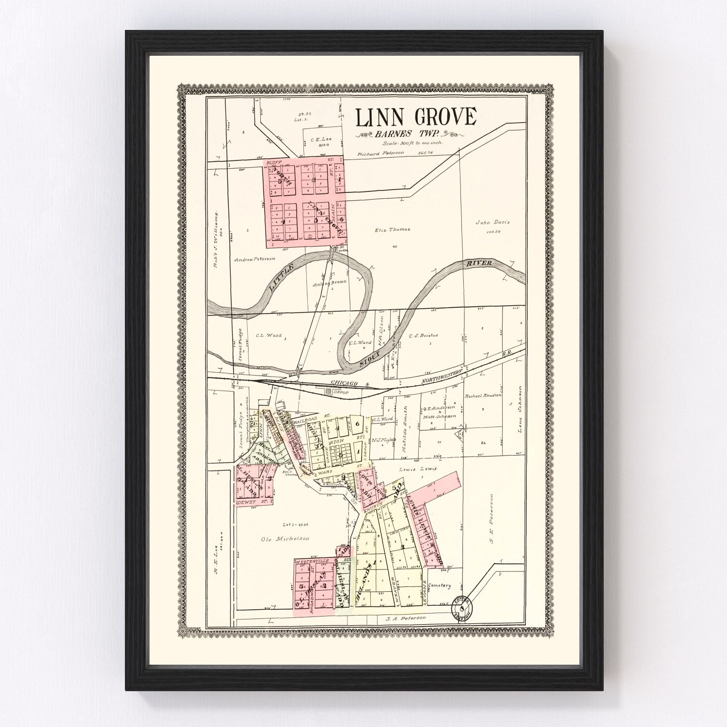 Vintage Map of Linn Grove, Iowa 1908