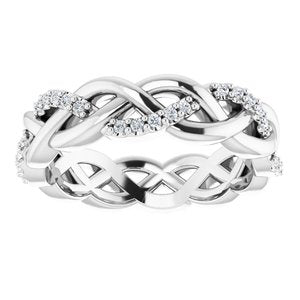 14K White 1/6 CTW Natural Diamond Eternity Band Size 5.5