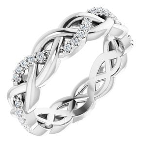14K White 1/4 CTW Natural Diamond Eternity Band Size 6.5