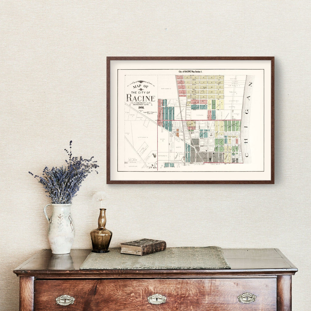 Vintage Map of Racine, Wisconsin 1908
