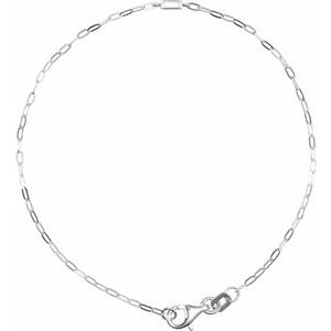 14K White Gold 3x1.5 mm Straight Baguette Link 7" Bracelet Mounting