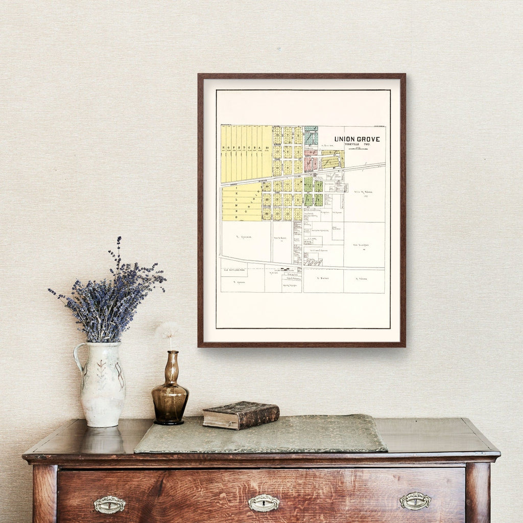 Vintage Map of Union Grove, Wisconsin 1908