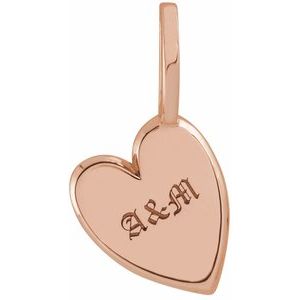 14K Rose Engravable Sideways Heart Pendant
