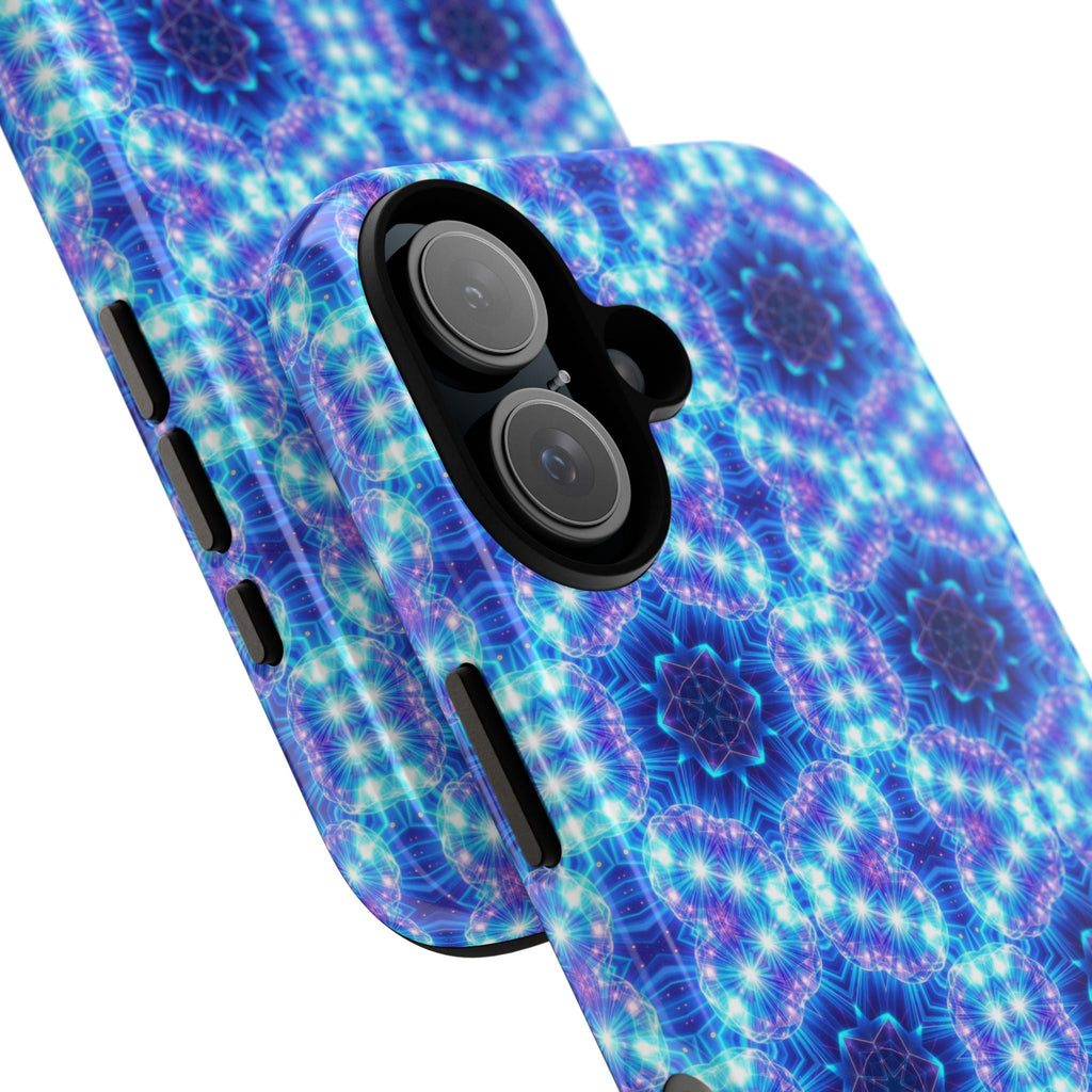 Blue Mandalas with Neon Lights Tough Phone Cases