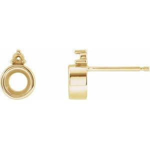 14K Yellow Gold 4 mm Round Accented Earring Mounting