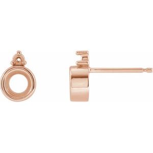 14K Rose Gold 4 mm Round Accented Earring Mounting