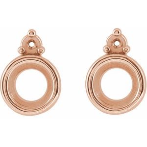 14K Rose Gold 6 mm Round Accented Earring Mounting – image 2