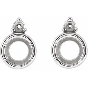 Platinum 4 mm Round Accented Earring Mounting – image 2