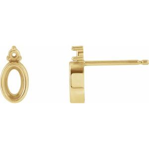 14K Yellow Gold 6x4 mm Oval Accented Earring Mounting
