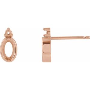 14K Rose Gold 6x4 mm Oval Accented Earring Mounting