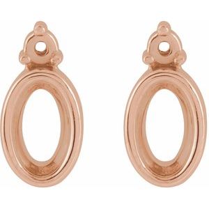 14K Rose Gold 6x4 mm Oval Accented Earring Mounting – image 2
