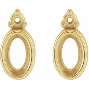 14K Yellow Gold 5x3 mm Oval Accented Earring Mounting – image 2