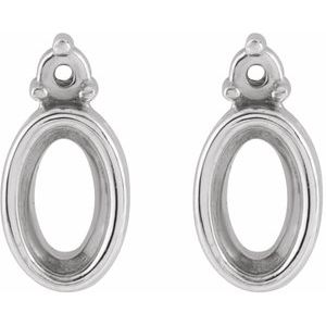 Sterling Silver 6x4 mm Oval Accented Earring Mounting – image 2