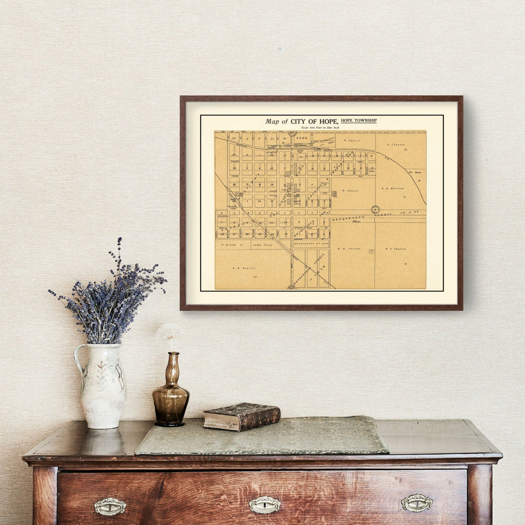 Vintage Map of Hope, Kansas 1909