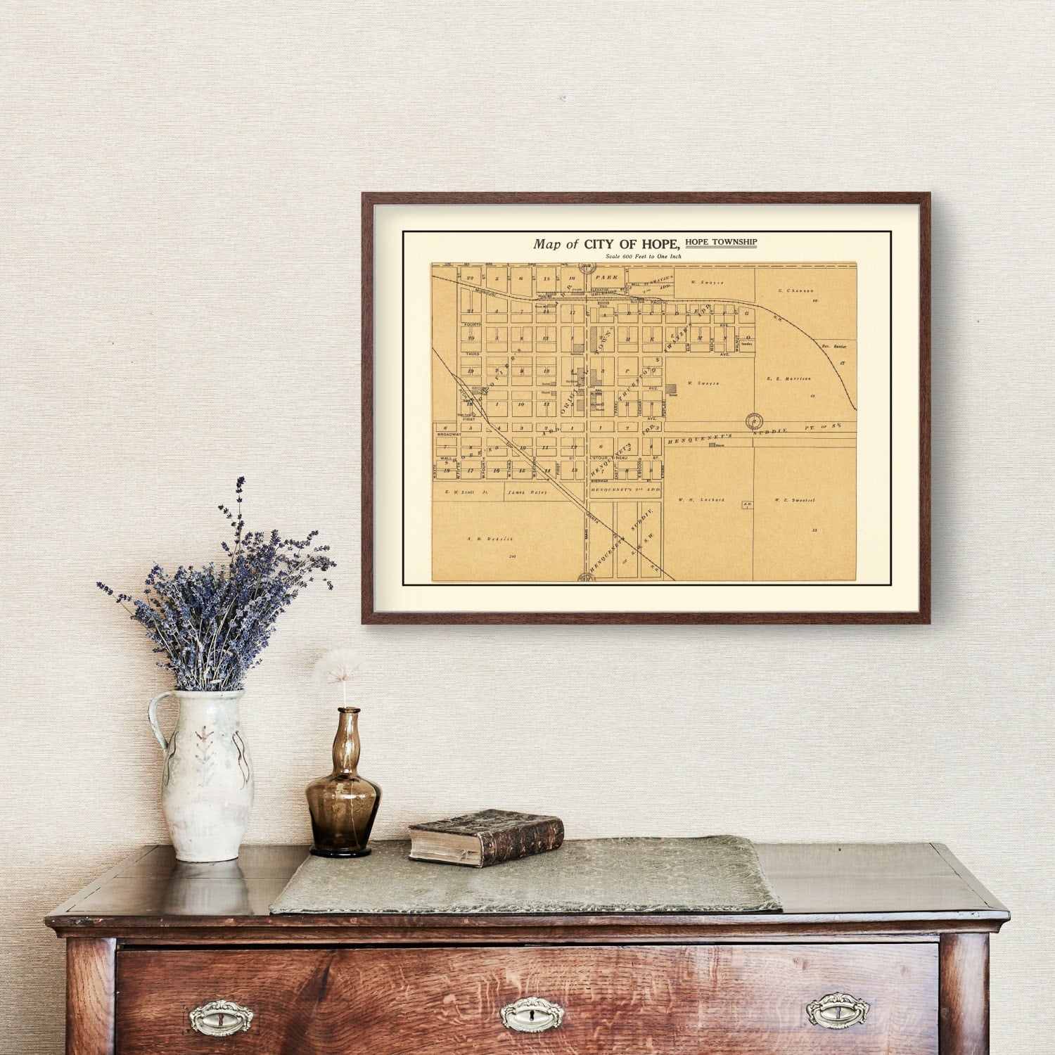 Vintage Map of Hope, Kansas 1909