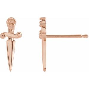 14K Rose Gold Accented Dagger Earring Mounting