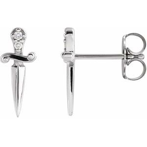 Sterling Silver .025 CTW Natural Diamond Dagger Earrings