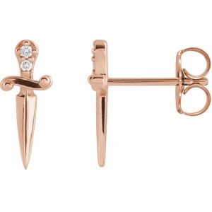 14K Rose Gold .025 CTW Natural Diamond Dagger Earrings