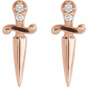 14K Rose Gold .025 CTW Natural Diamond Dagger Earrings – image 2