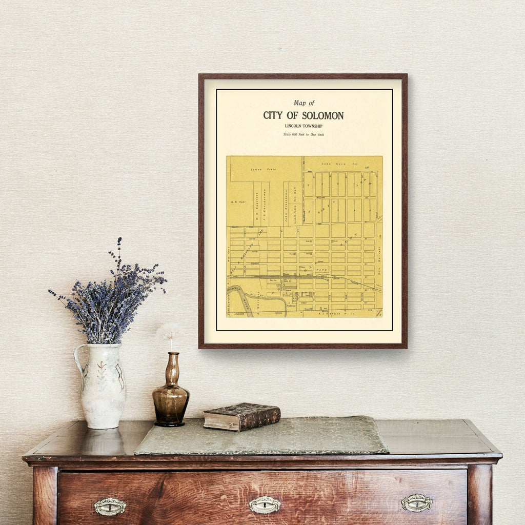 Vintage Map of Solomon, Kansas 1909