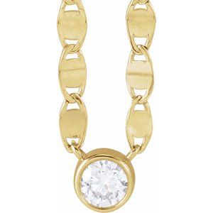 14K Yellow Gold 1/5 CT Natural Diamond 16" Necklace