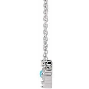 14K White Gold Natural Turquoise & .02 CTW Natural Diamond Evil Eye 18" Necklace