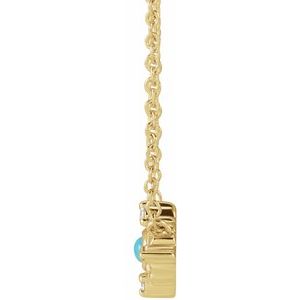 14K Yellow Gold Natural Turquoise & .02 CTW Natural Diamond Evil Eye 18" Necklace