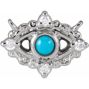 14K White Gold Natural Turquoise & .02 CTW Natural Diamond Evil Eye Necklace Center