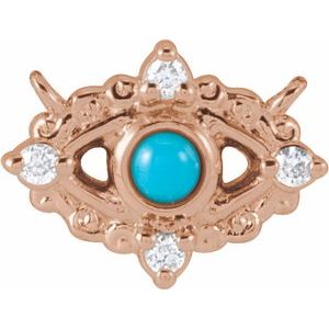 14K Rose Gold Natural Turquoise & .02 CTW Natural Diamond Evil Eye Necklace Center