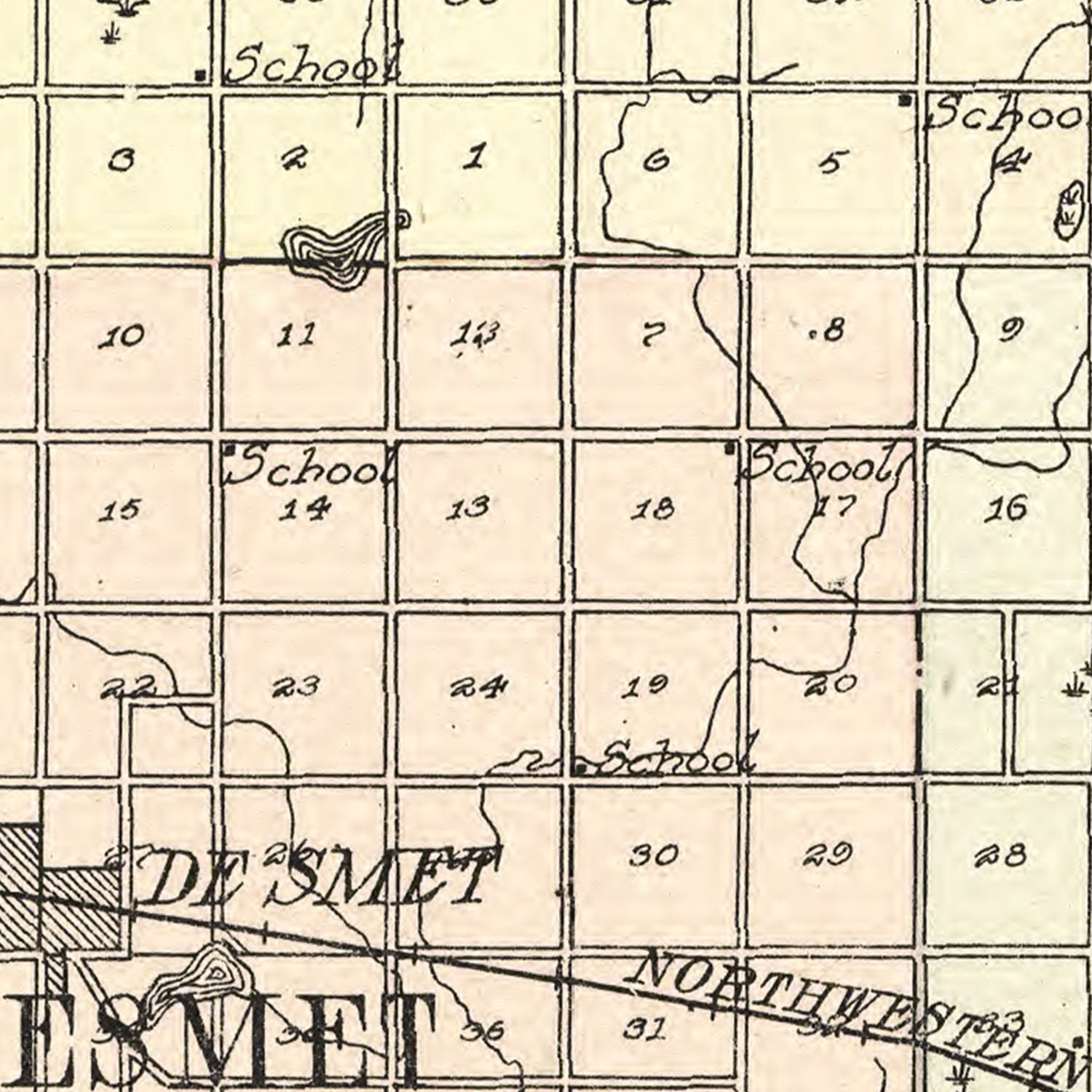 Vintage Map of Kingsbury County, South Dakota 1909
