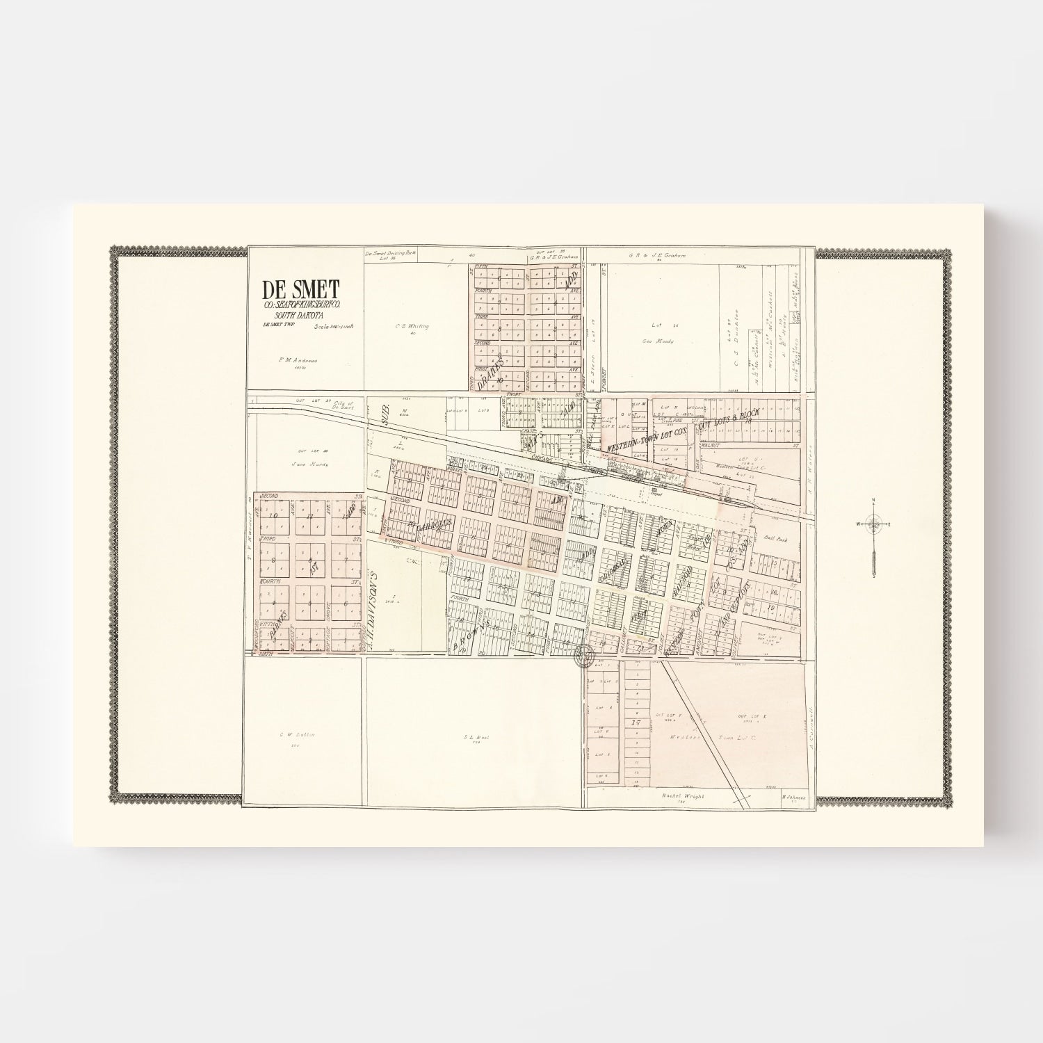 Vintage Map of De Smet, South Dakota 1909