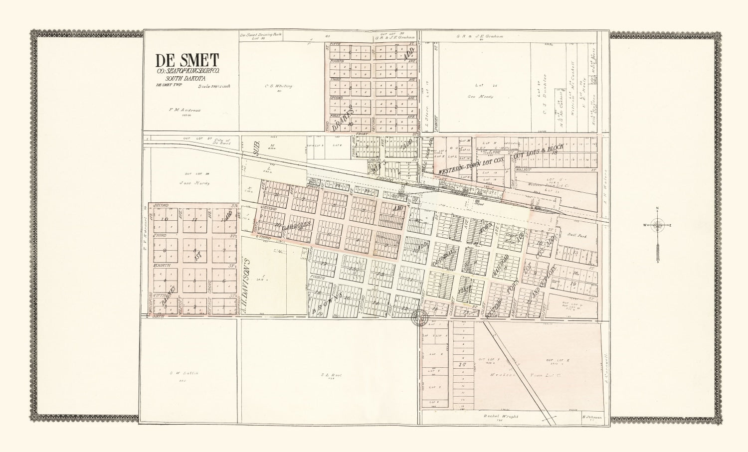 Vintage Map of De Smet, South Dakota 1909