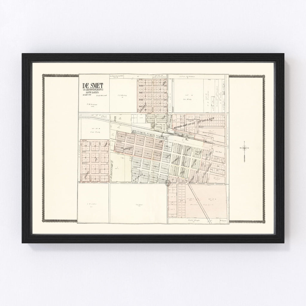 Vintage Map of De Smet, South Dakota 1909
